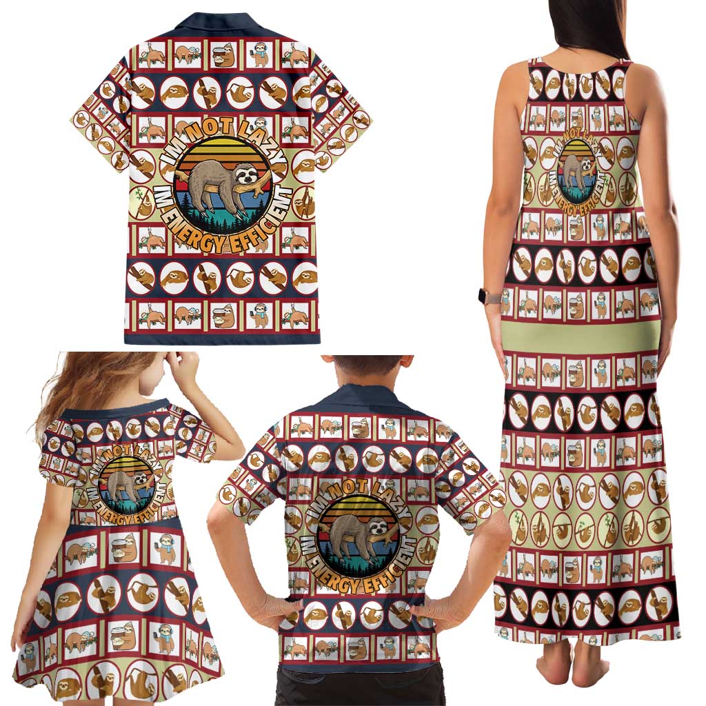 Sloth I'm Not Lazy I'm Energy Efficient Christmas Family Matching Tank Maxi Dress and Hawaiian Shirt Xmas Holiday Patterns - Wonder Print Shop
