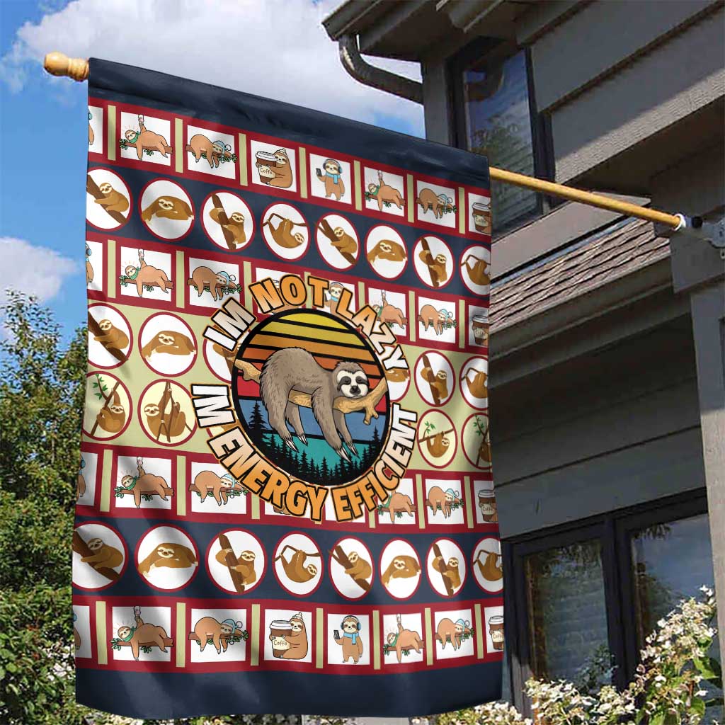 Sloth I'm Not Lazy I'm Energy Efficient Christmas Garden Flag Xmas Holiday Patterns - Wonder Print Shop