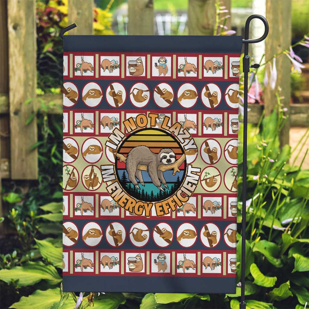 Sloth I'm Not Lazy I'm Energy Efficient Christmas Garden Flag Xmas Holiday Patterns - Wonder Print Shop