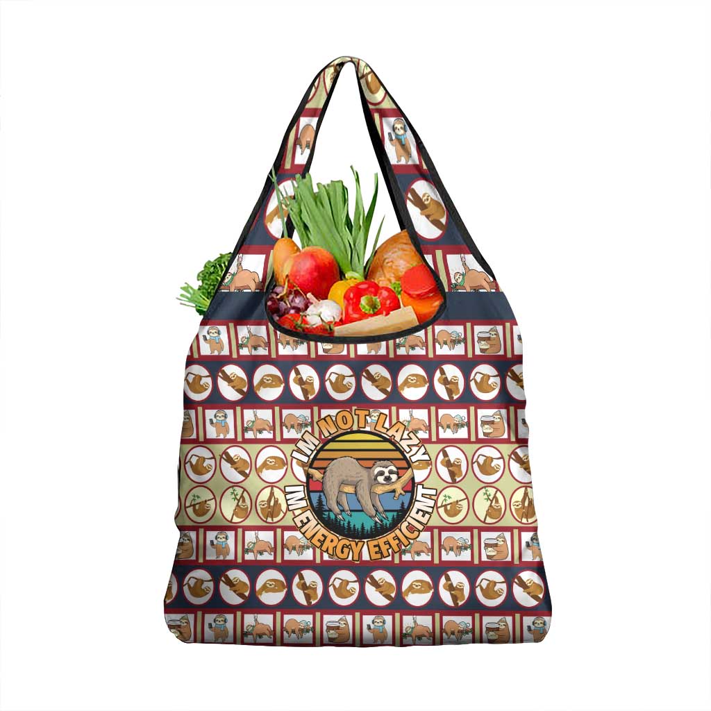 Sloth I'm Not Lazy I'm Energy Efficient Christmas Grocery Bag Xmas Holiday Patterns - Wonder Print Shop