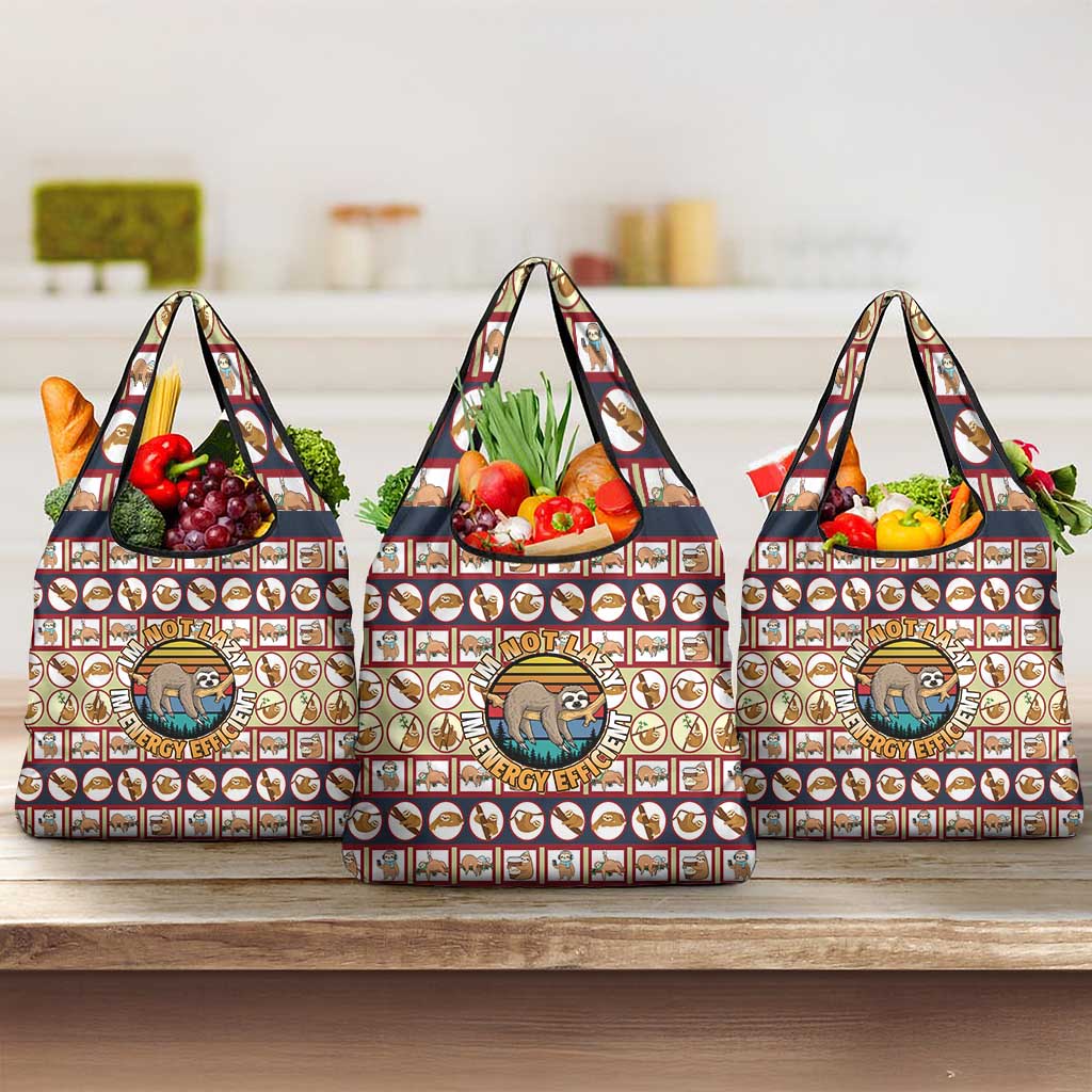 Sloth I'm Not Lazy I'm Energy Efficient Christmas Grocery Bag Xmas Holiday Patterns - Wonder Print Shop