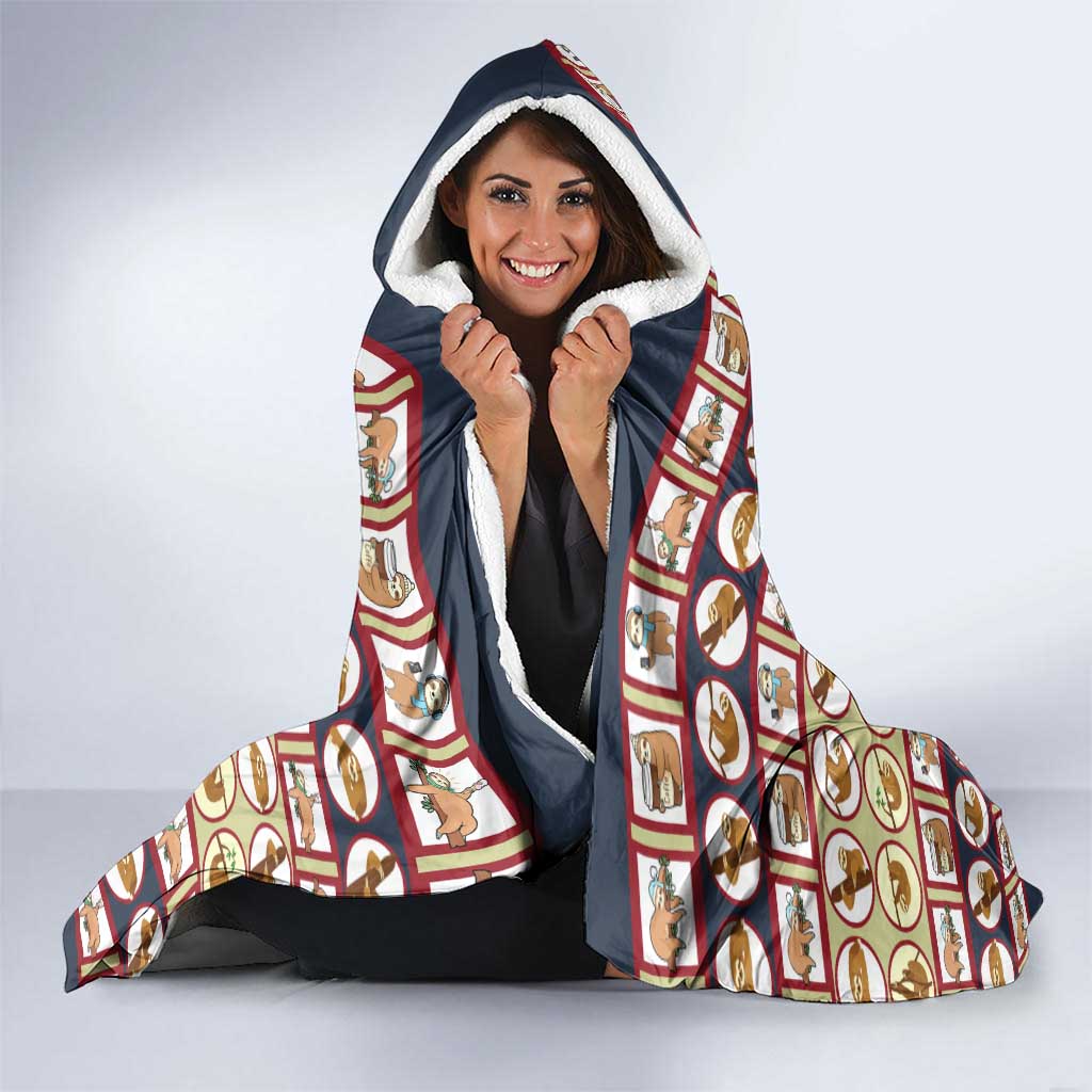 Sloth I'm Not Lazy I'm Energy Efficient Christmas Hooded Blanket Xmas Holiday Patterns - Wonder Print Shop