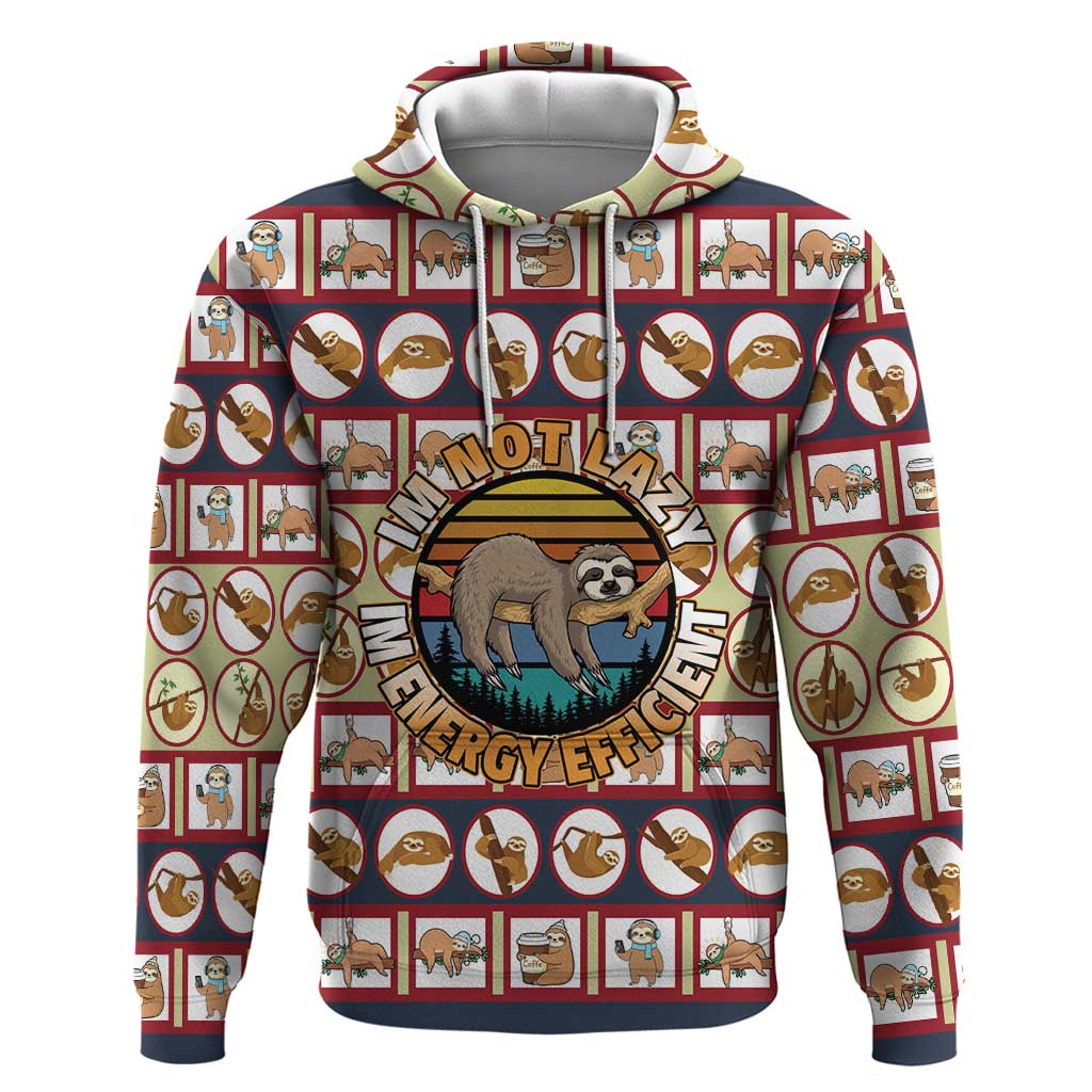 Sloth I'm Not Lazy I'm Energy Efficient Christmas Hoodie Xmas Holiday Patterns - Wonder Print Shop