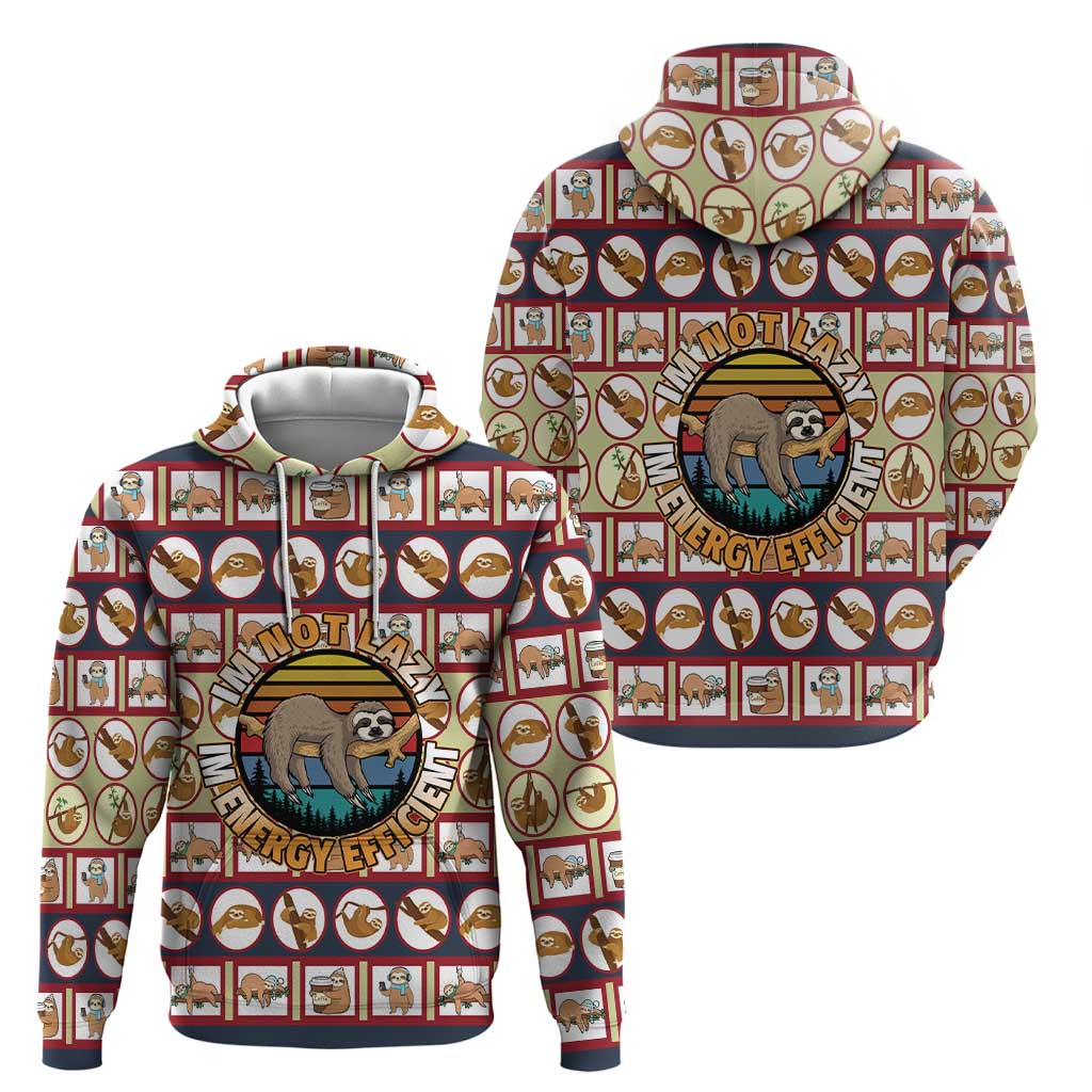 Sloth I'm Not Lazy I'm Energy Efficient Christmas Hoodie Xmas Holiday Patterns - Wonder Print Shop