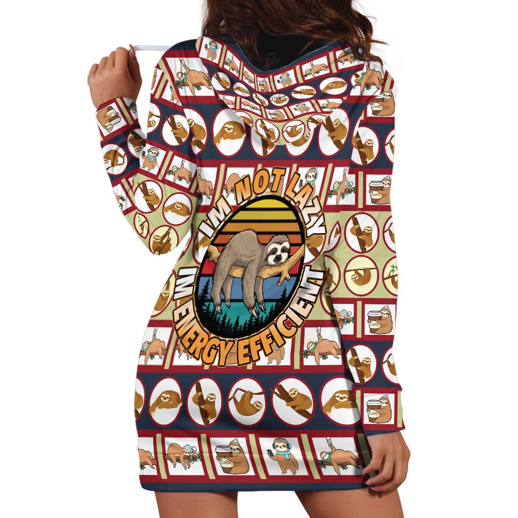Sloth I'm Not Lazy I'm Energy Efficient Christmas Hoodie Dress Xmas Holiday Patterns - Wonder Print Shop