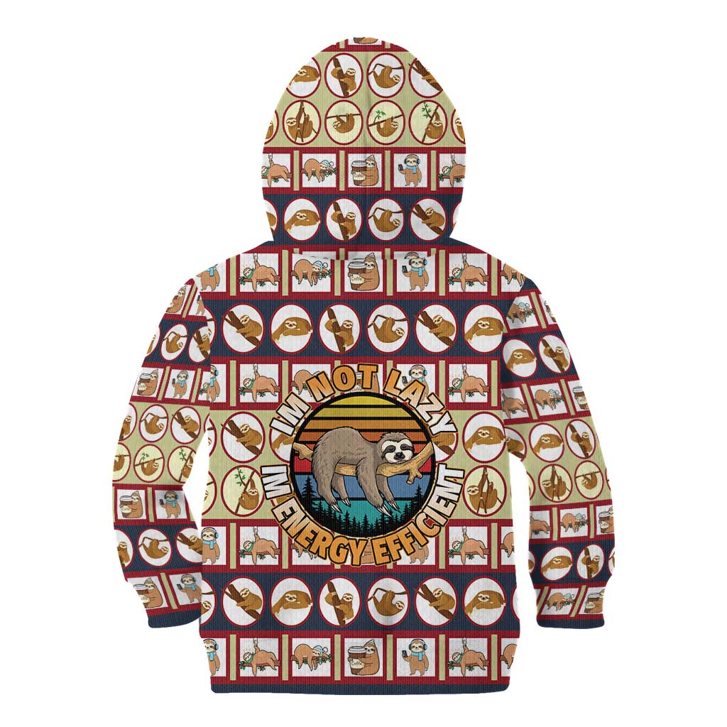 Sloth I'm Not Lazy I'm Energy Efficient Christmas Kid Hoodie Xmas Holiday Patterns - Wonder Print Shop