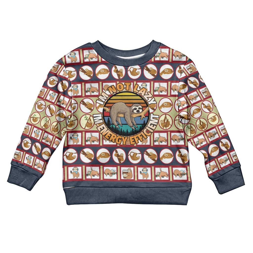 Sloth I'm Not Lazy I'm Energy Efficient Christmas Kid Ugly Christmas Sweater Xmas Holiday Patterns - Wonder Print Shop