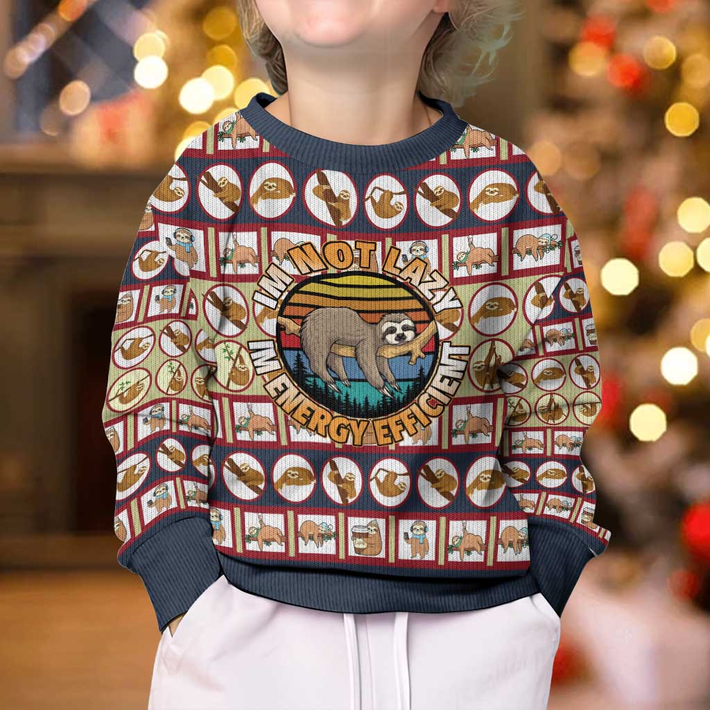 Sloth I'm Not Lazy I'm Energy Efficient Christmas Kid Ugly Christmas Sweater Xmas Holiday Patterns - Wonder Print Shop