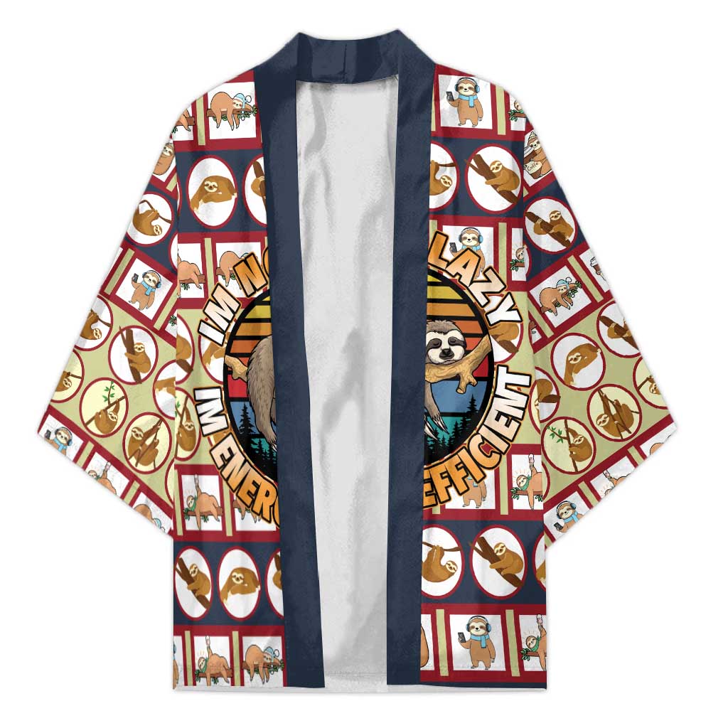 Sloth I'm Not Lazy I'm Energy Efficient Christmas Kimono Xmas Holiday Patterns - Wonder Print Shop