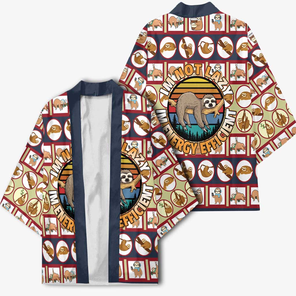 Sloth I'm Not Lazy I'm Energy Efficient Christmas Kimono Xmas Holiday Patterns - Wonder Print Shop