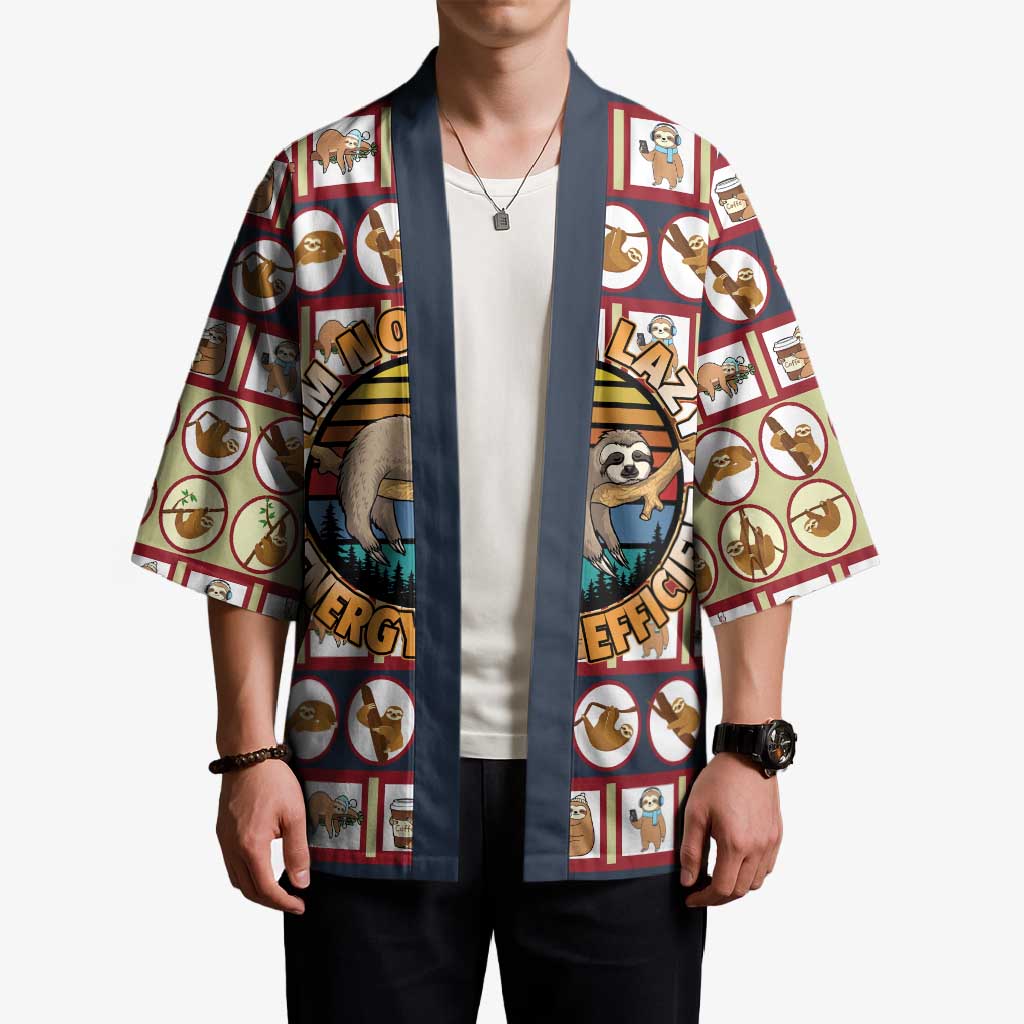 Sloth I'm Not Lazy I'm Energy Efficient Christmas Kimono Xmas Holiday Patterns - Wonder Print Shop