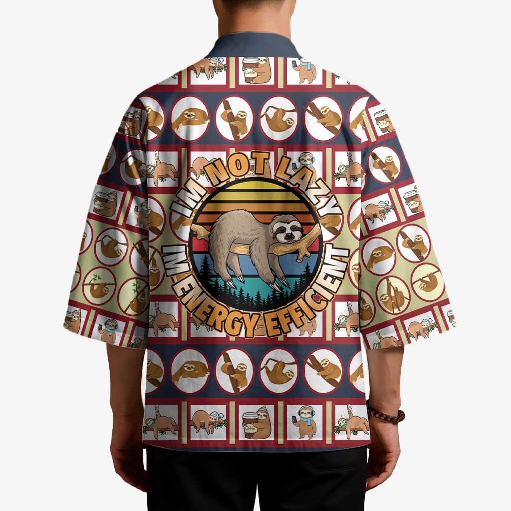 Sloth I'm Not Lazy I'm Energy Efficient Christmas Kimono Xmas Holiday Patterns - Wonder Print Shop