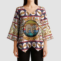 Sloth I'm Not Lazy I'm Energy Efficient Christmas Kimono Sleeve Blouse Xmas Holiday Patterns - Wonder Print Shop