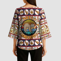 Sloth I'm Not Lazy I'm Energy Efficient Christmas Kimono Sleeve Blouse Xmas Holiday Patterns - Wonder Print Shop
