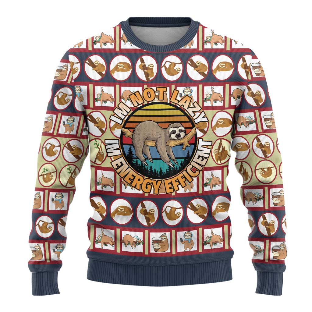 Sloth I'm Not Lazy I'm Energy Efficient Christmas Ugly Christmas Sweater Xmas Holiday Patterns - Wonder Print Shop
