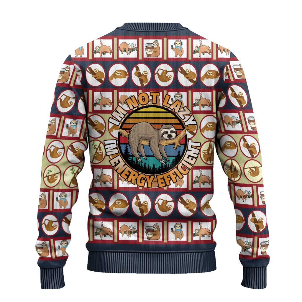 Sloth I'm Not Lazy I'm Energy Efficient Christmas Ugly Christmas Sweater Xmas Holiday Patterns - Wonder Print Shop