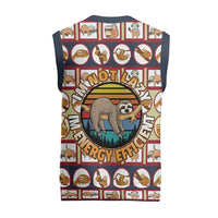 Sloth I'm Not Lazy I'm Energy Efficient Christmas Knitted V-Neck Vest Xmas Holiday Patterns - Wonder Print Shop