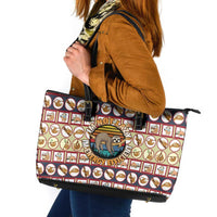 Sloth I'm Not Lazy I'm Energy Efficient Christmas Leather Tote Bag Xmas Holiday Patterns - Wonder Print Shop