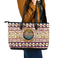 Sloth I'm Not Lazy I'm Energy Efficient Christmas Leather Tote Bag Xmas Holiday Patterns - Wonder Print Shop