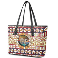 Sloth I'm Not Lazy I'm Energy Efficient Christmas Leather Tote Bag Xmas Holiday Patterns - Wonder Print Shop