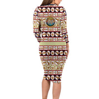 Sloth I'm Not Lazy I'm Energy Efficient Christmas Long Sleeve Bodycon Dress Xmas Holiday Patterns - Wonder Print Shop