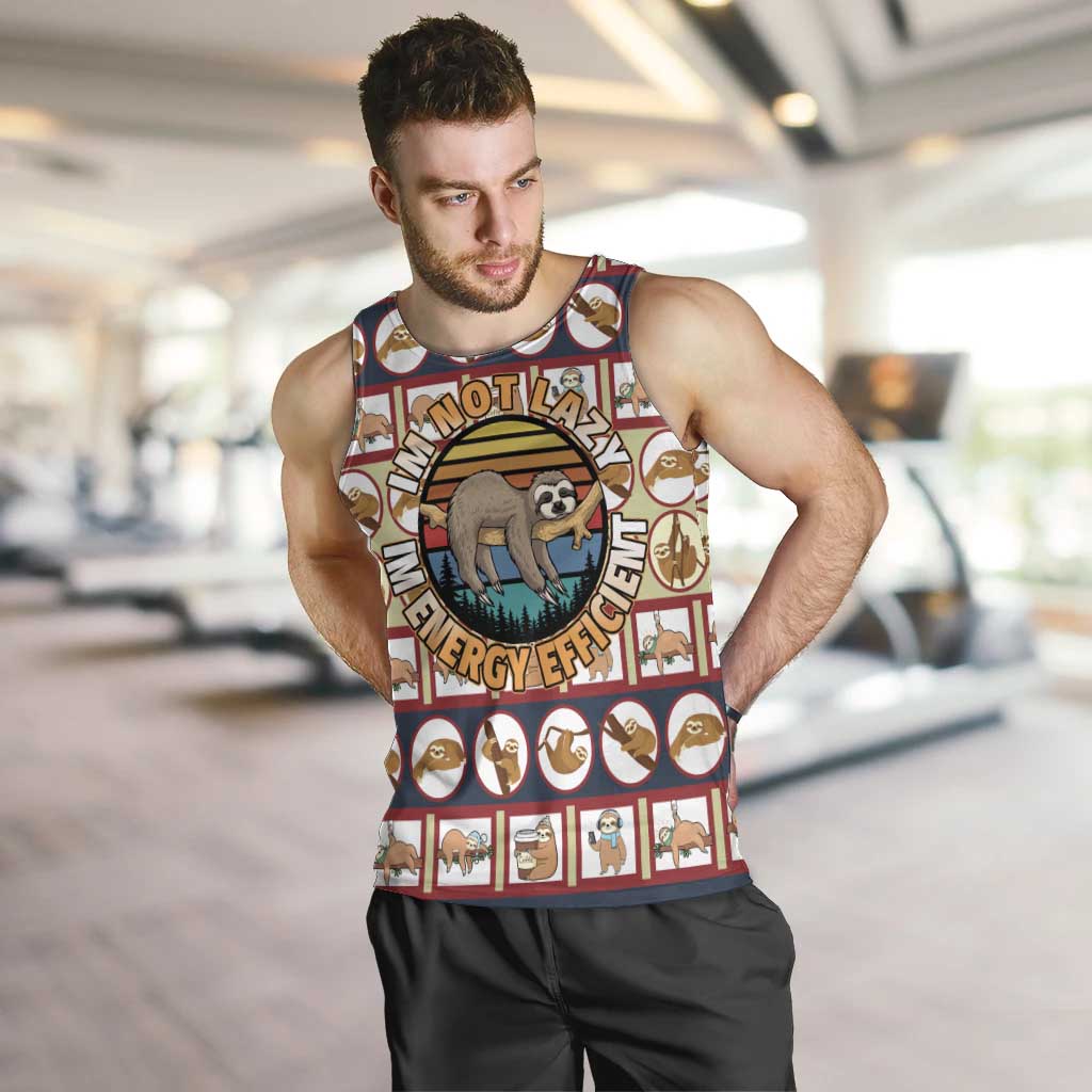 Sloth I'm Not Lazy I'm Energy Efficient Christmas Men Tank Top Xmas Holiday Patterns - Wonder Print Shop