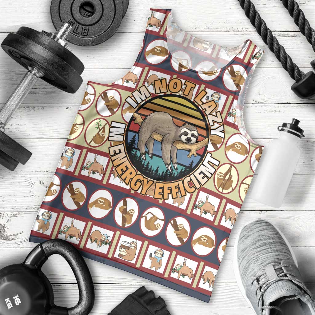 Sloth I'm Not Lazy I'm Energy Efficient Christmas Men Tank Top Xmas Holiday Patterns - Wonder Print Shop