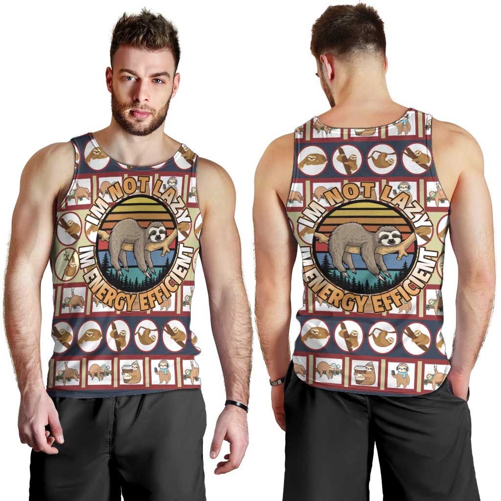 Sloth I'm Not Lazy I'm Energy Efficient Christmas Men Tank Top Xmas Holiday Patterns - Wonder Print Shop