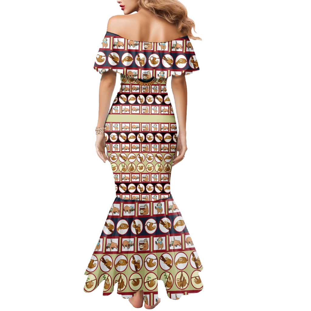 Sloth I'm Not Lazy I'm Energy Efficient Christmas Mermaid Dress Xmas Holiday Patterns