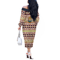 Sloth I'm Not Lazy I'm Energy Efficient Christmas Off The Shoulder Long Sleeve Dress Xmas Holiday Patterns - Wonder Print Shop