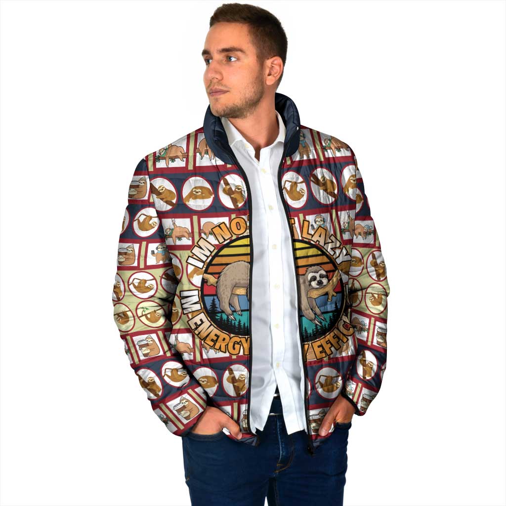 Sloth I'm Not Lazy I'm Energy Efficient Christmas Padded Jacket Xmas Holiday Patterns - Wonder Print Shop