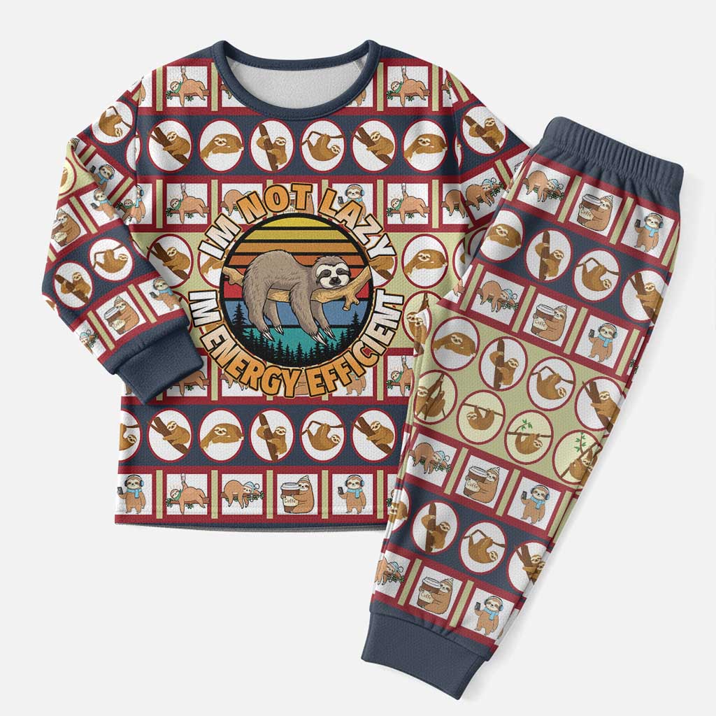 Sloth I'm Not Lazy I'm Energy Efficient Christmas Pajama Set Xmas Holiday Patterns - Wonder Print Shop