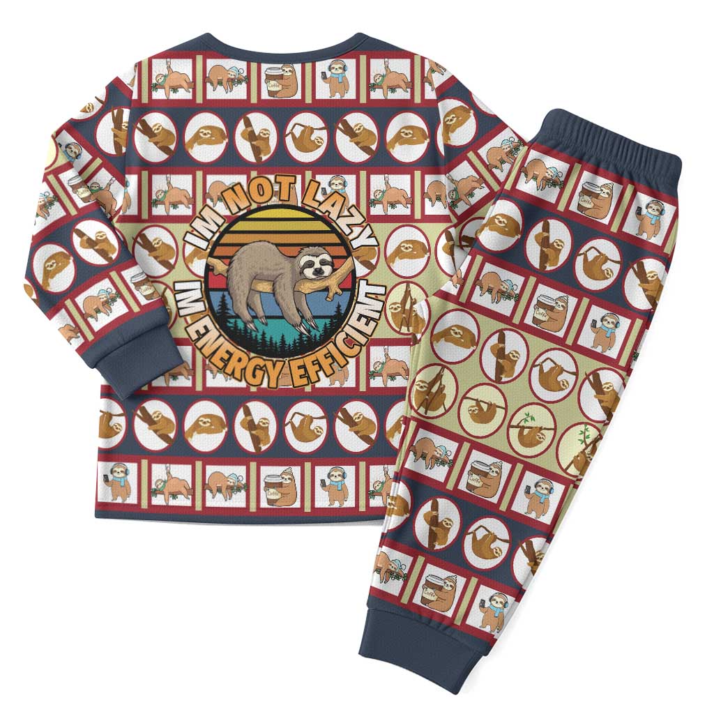 Sloth I'm Not Lazy I'm Energy Efficient Christmas Pajama Set Xmas Holiday Patterns - Wonder Print Shop