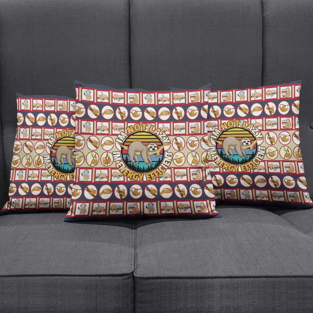 Sloth I'm Not Lazy I'm Energy Efficient Christmas Pillow Cover Xmas Holiday Patterns - Wonder Print Shop