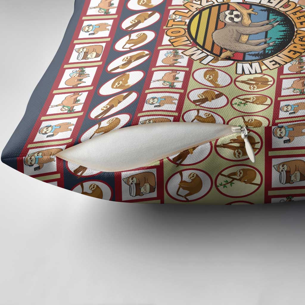 Sloth I'm Not Lazy I'm Energy Efficient Christmas Pillow Cover Xmas Holiday Patterns - Wonder Print Shop
