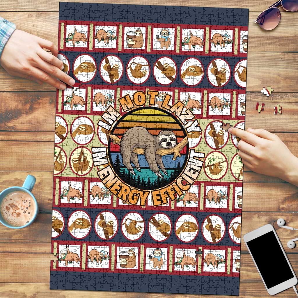 Sloth I'm Not Lazy I'm Energy Efficient Christmas Puzzle Xmas Holiday Patterns - Wonder Print Shop