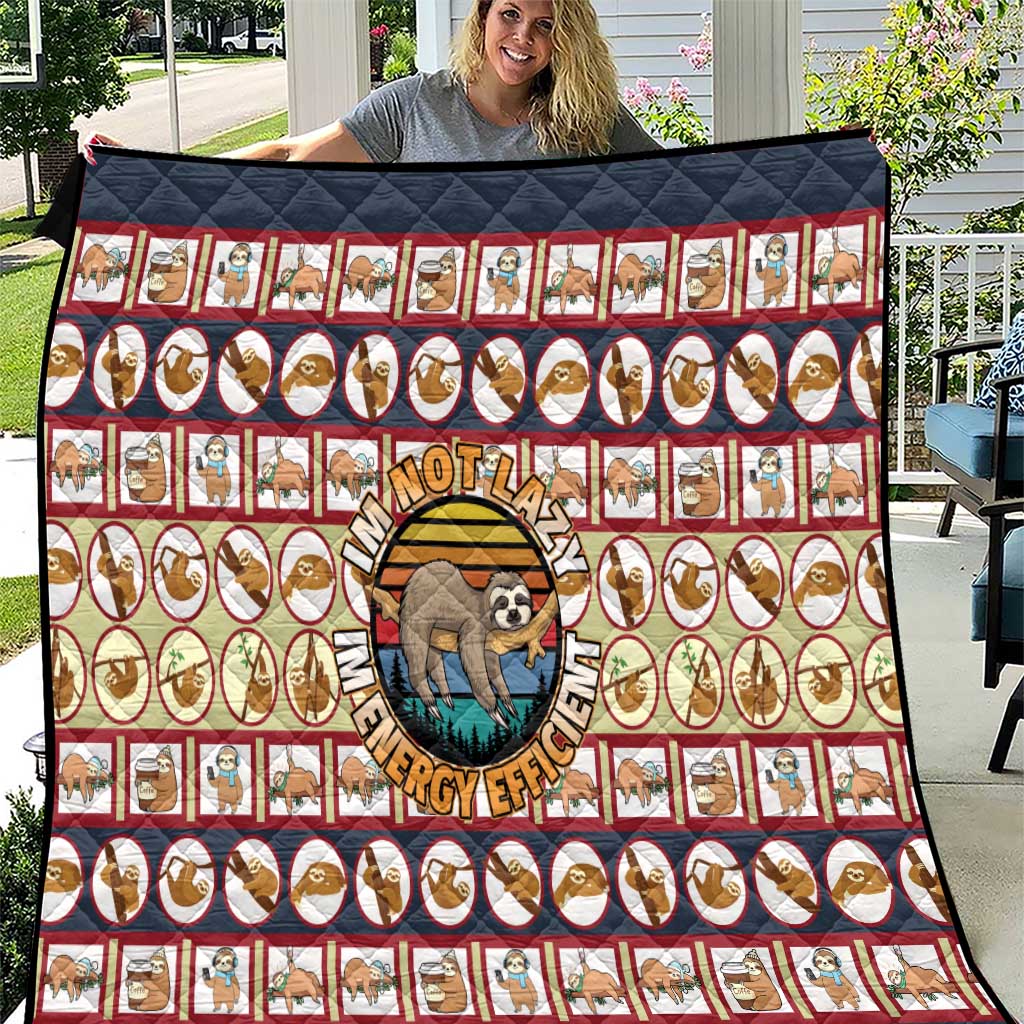 Sloth I'm Not Lazy I'm Energy Efficient Christmas Quilt Xmas Holiday Patterns - Wonder Print Shop