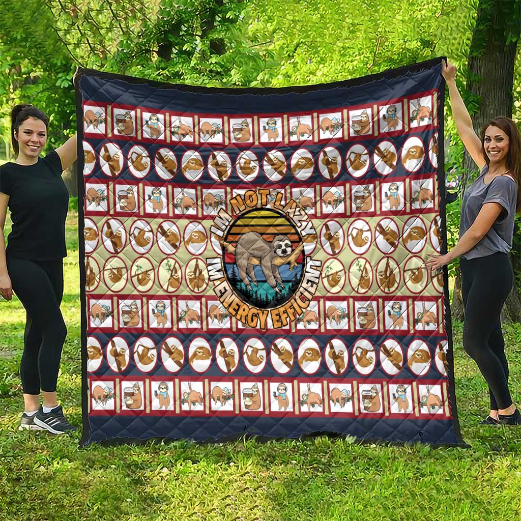Sloth I'm Not Lazy I'm Energy Efficient Christmas Quilt Xmas Holiday Patterns - Wonder Print Shop