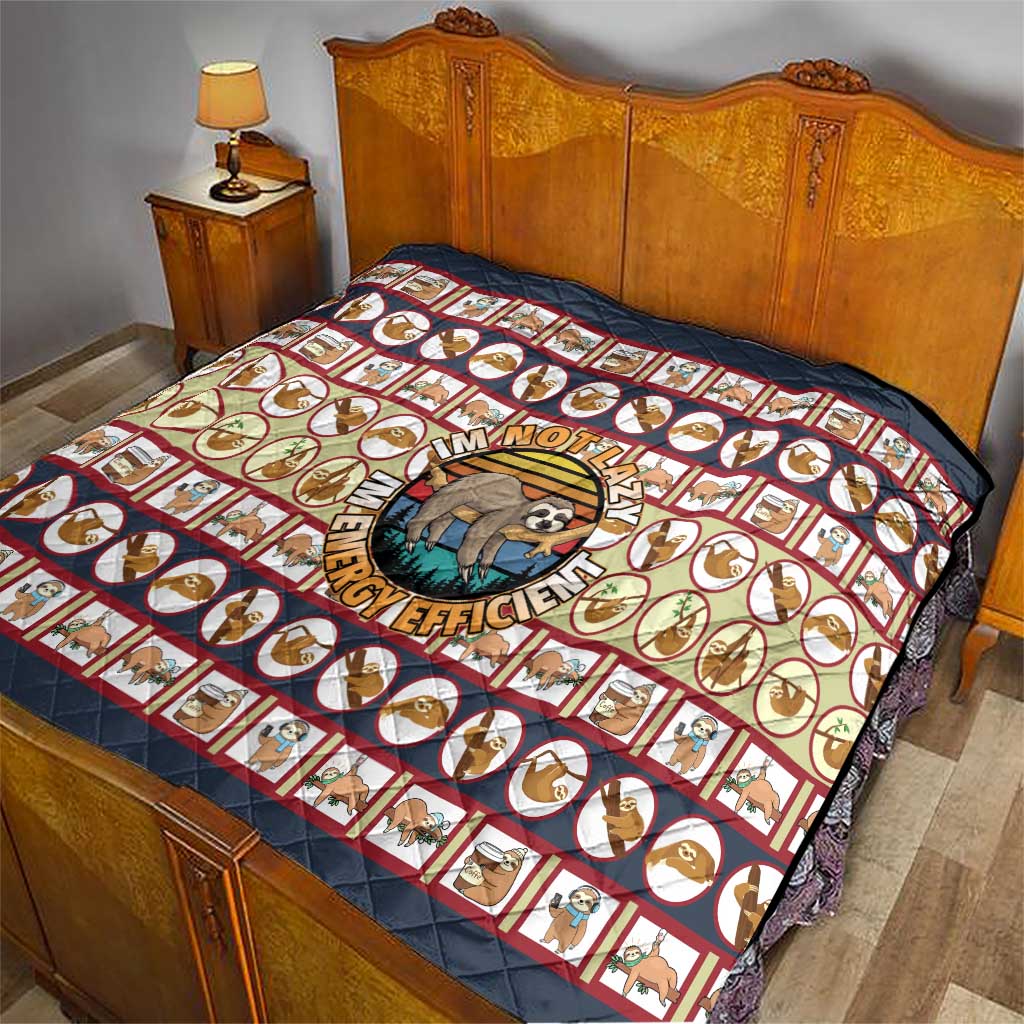 Sloth I'm Not Lazy I'm Energy Efficient Christmas Quilt Xmas Holiday Patterns - Wonder Print Shop