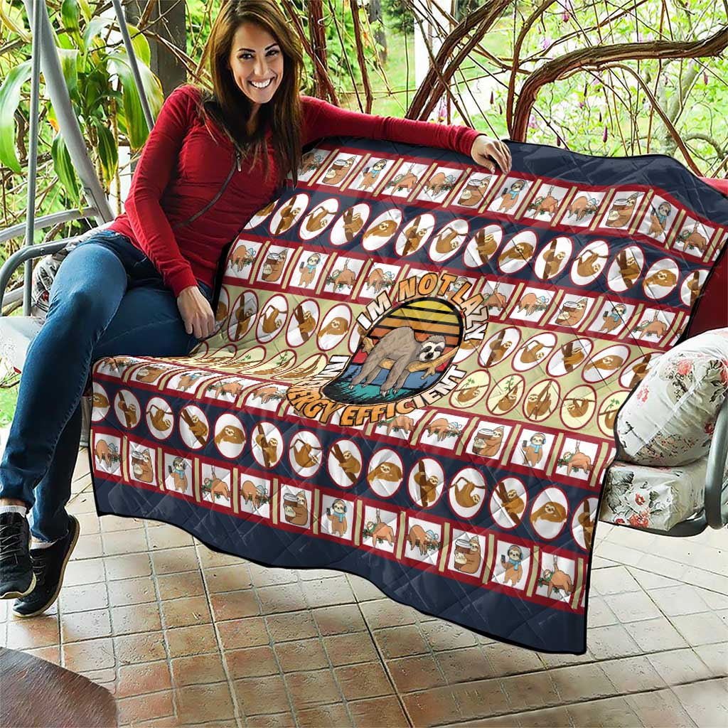 Sloth I'm Not Lazy I'm Energy Efficient Christmas Quilt Xmas Holiday Patterns - Wonder Print Shop
