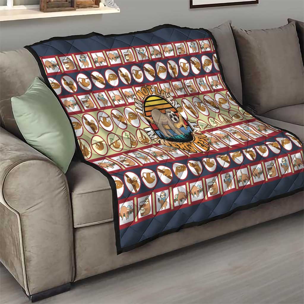 Sloth I'm Not Lazy I'm Energy Efficient Christmas Quilt Xmas Holiday Patterns - Wonder Print Shop