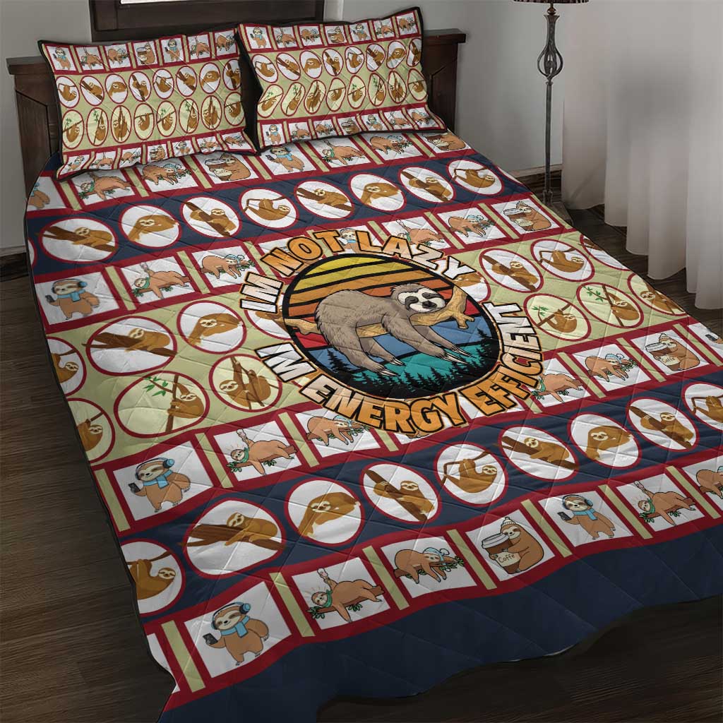 Sloth I'm Not Lazy I'm Energy Efficient Christmas Quilt Bed Set Xmas Holiday Patterns - Wonder Print Shop