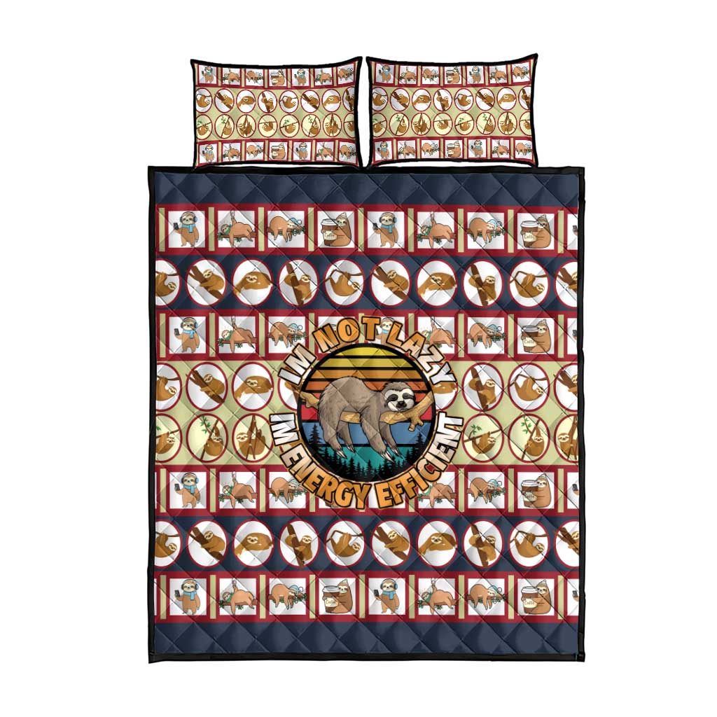 Sloth I'm Not Lazy I'm Energy Efficient Christmas Quilt Bed Set Xmas Holiday Patterns - Wonder Print Shop