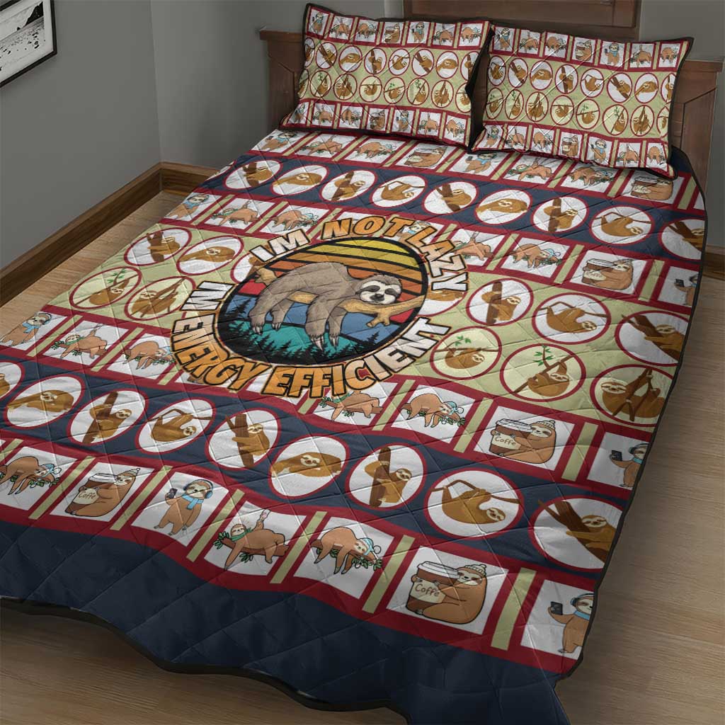 Sloth I'm Not Lazy I'm Energy Efficient Christmas Quilt Bed Set Xmas Holiday Patterns - Wonder Print Shop