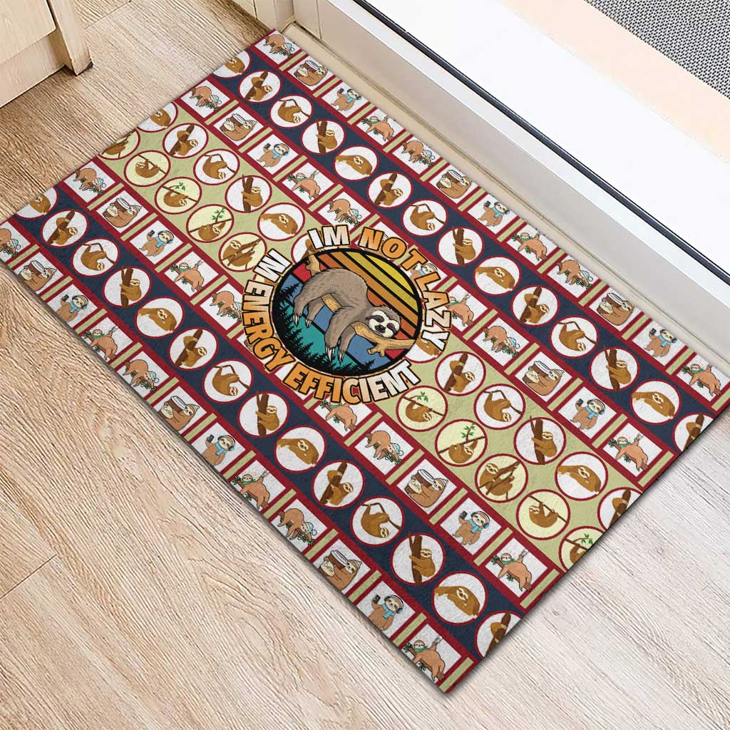 Sloth I'm Not Lazy I'm Energy Efficient Christmas Rubber Doormat Xmas Holiday Patterns - Wonder Print Shop