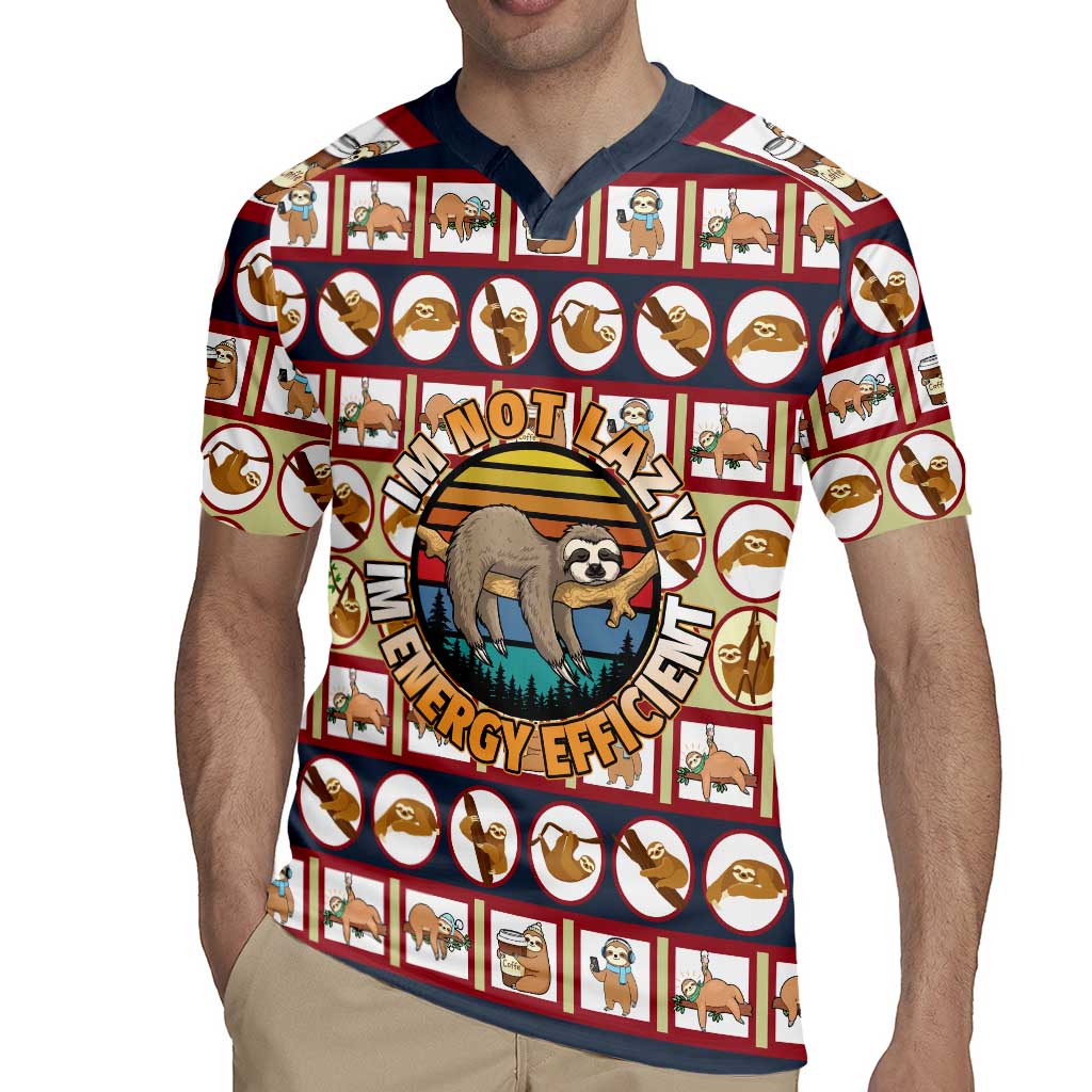 Sloth I'm Not Lazy I'm Energy Efficient Christmas Rugby Jersey Xmas Holiday Patterns - Wonder Print Shop