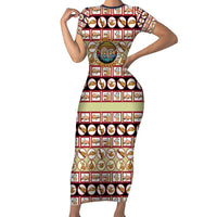 Sloth I'm Not Lazy I'm Energy Efficient Christmas Short Sleeve Bodycon Dress Xmas Holiday Patterns - Wonder Print Shop