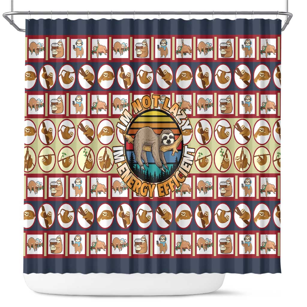 Sloth I'm Not Lazy I'm Energy Efficient Christmas Shower Curtain Xmas Holiday Patterns - Wonder Print Shop