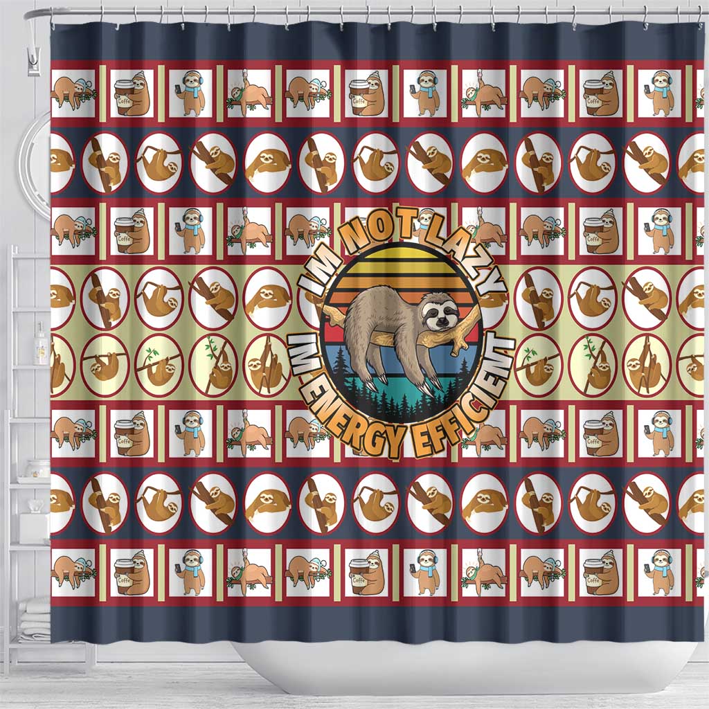 Sloth I'm Not Lazy I'm Energy Efficient Christmas Shower Curtain Xmas Holiday Patterns - Wonder Print Shop