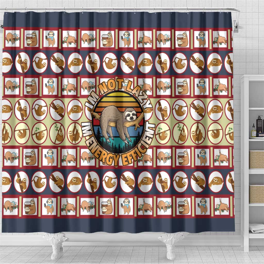 Sloth I'm Not Lazy I'm Energy Efficient Christmas Shower Curtain Xmas Holiday Patterns - Wonder Print Shop